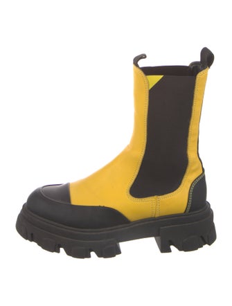 Ganni Leather Colorblock Pattern Chelsea Boots