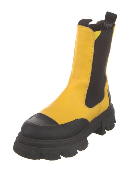 Ganni Leather Colorblock Pattern Chelsea Boots