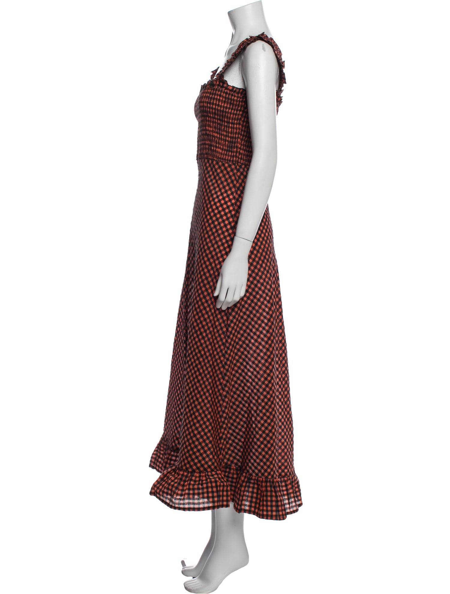 Ganni Plaid Print Long Dress