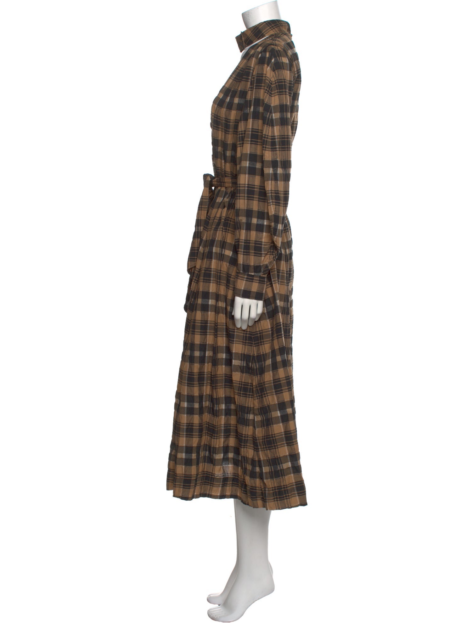 Ganni Plaid Print Midi Length Dress