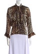Ganni Silk Animal Print Button-Up Top