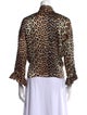 Ganni Silk Animal Print Button-Up Top