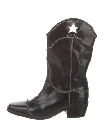 Ganni Leather Western Boots
