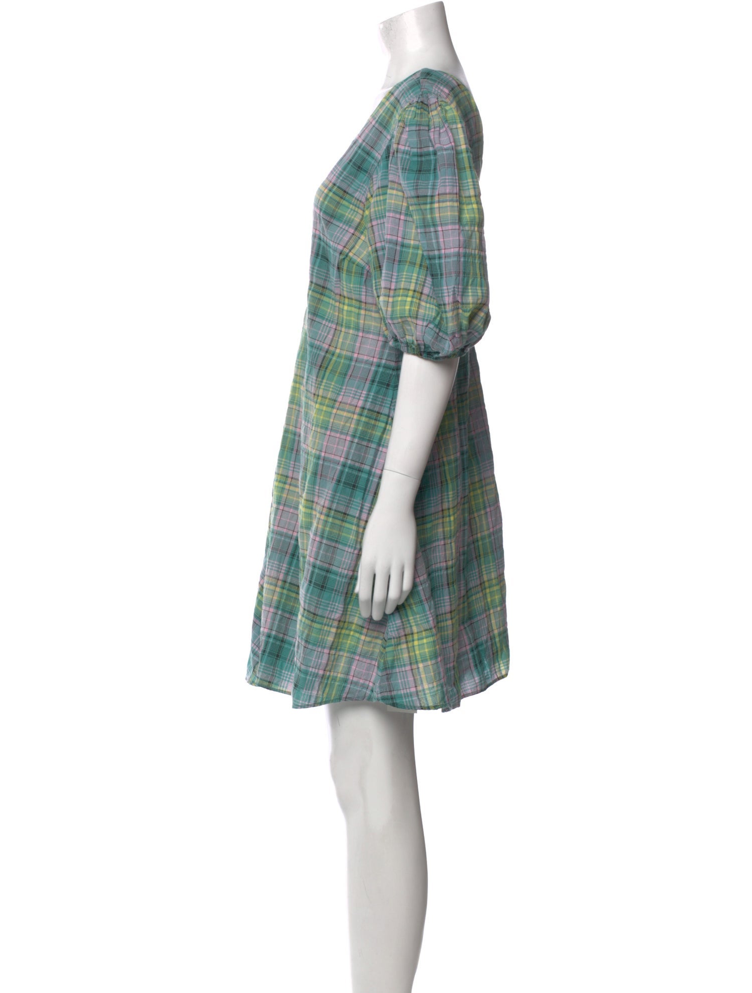 Ganni Plaid Print Mini Dress