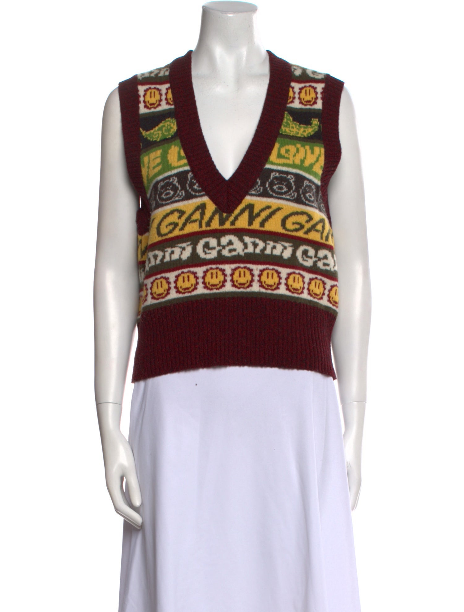 Ganni Wool Printed Sweater