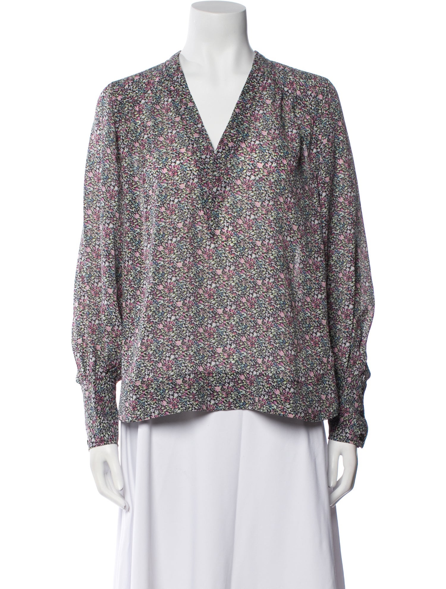 Ganni Printed V-Neck Blouse