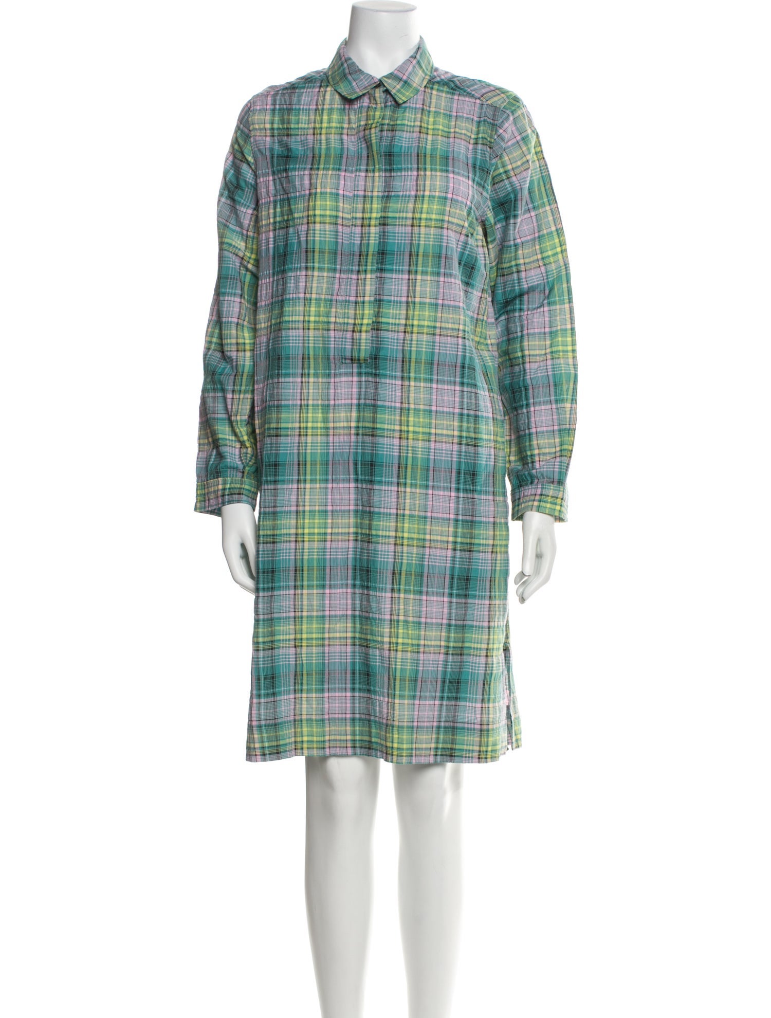 Ganni Plaid Print Knee-Length Dress