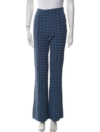 Ganni Plaid Print Wide Leg Pants