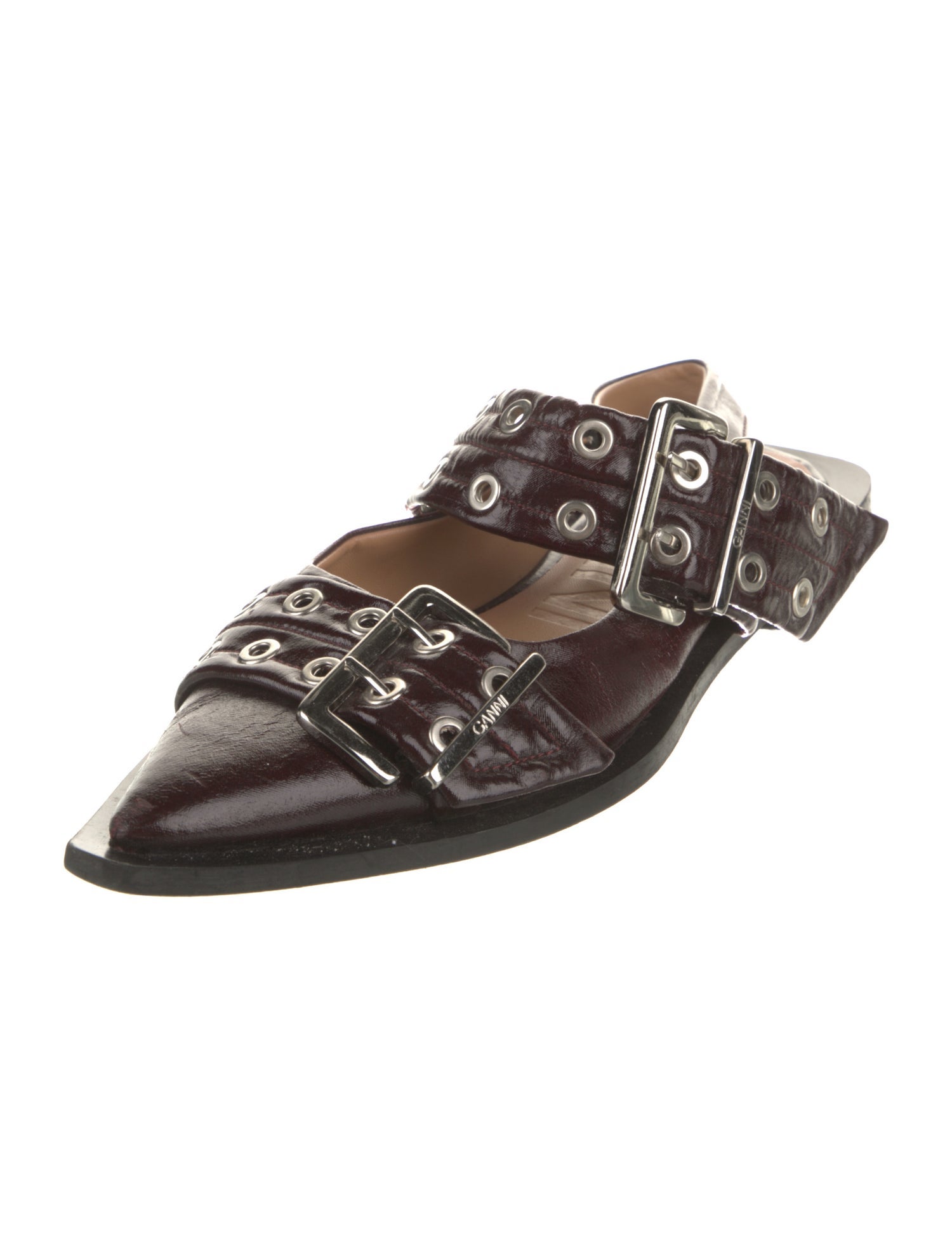 Ganni Patent Leather Mary Jane Flats