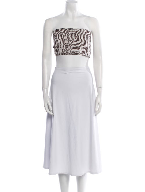 Ganni Graphic Print Strapless Crop Top