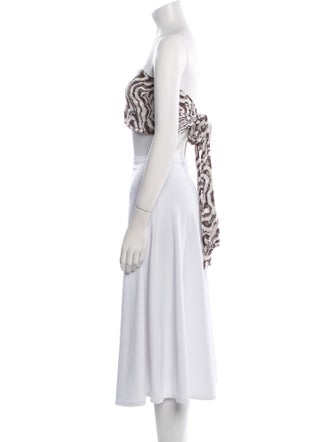 Ganni Graphic Print Strapless Crop Top