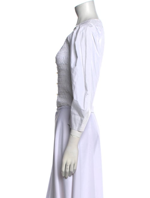 Ganni Square Neckline Three-Quarter Sleeve Crop Top