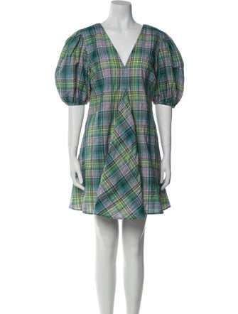 Ganni Plaid Print Mini Dress