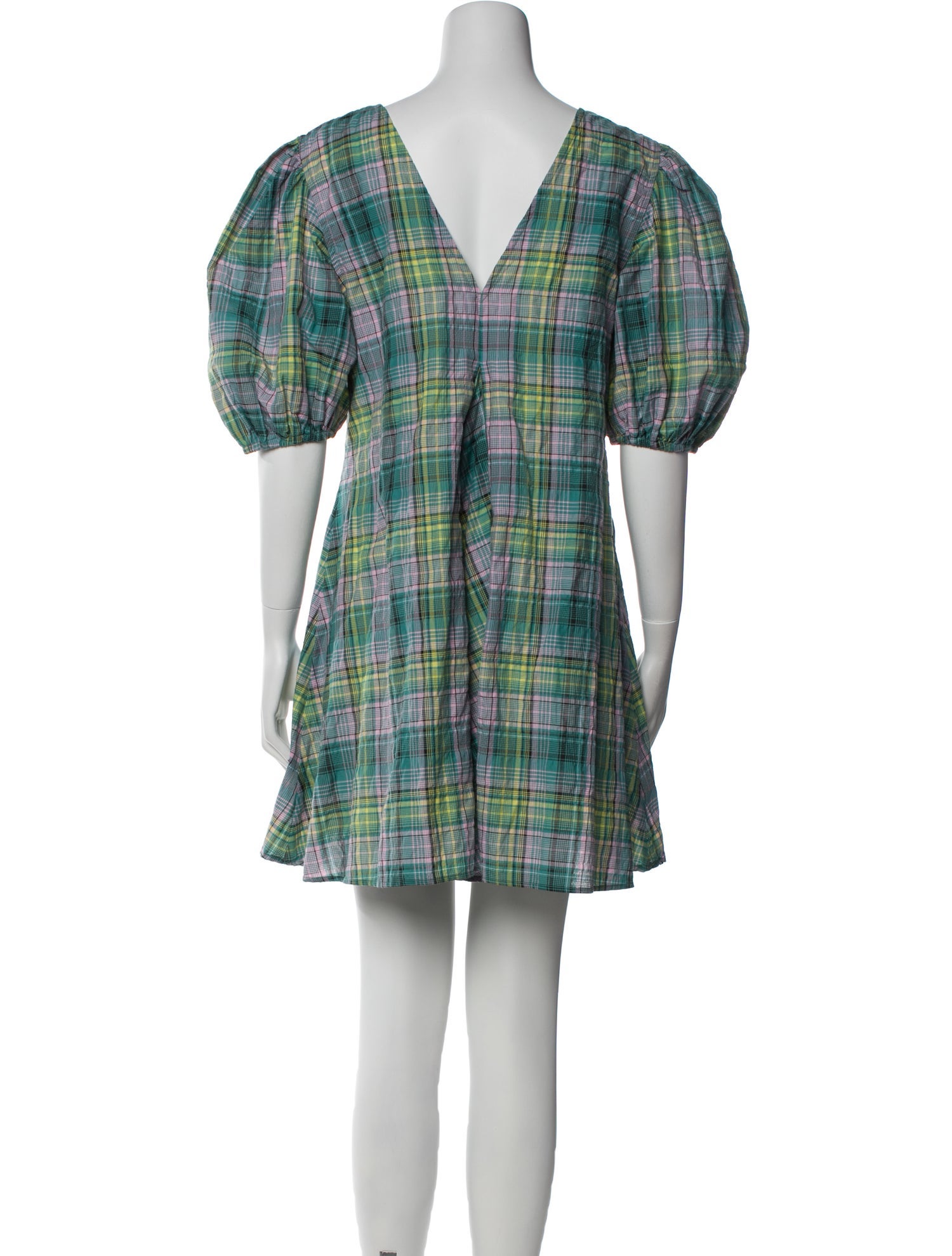 Ganni Plaid Print Mini Dress