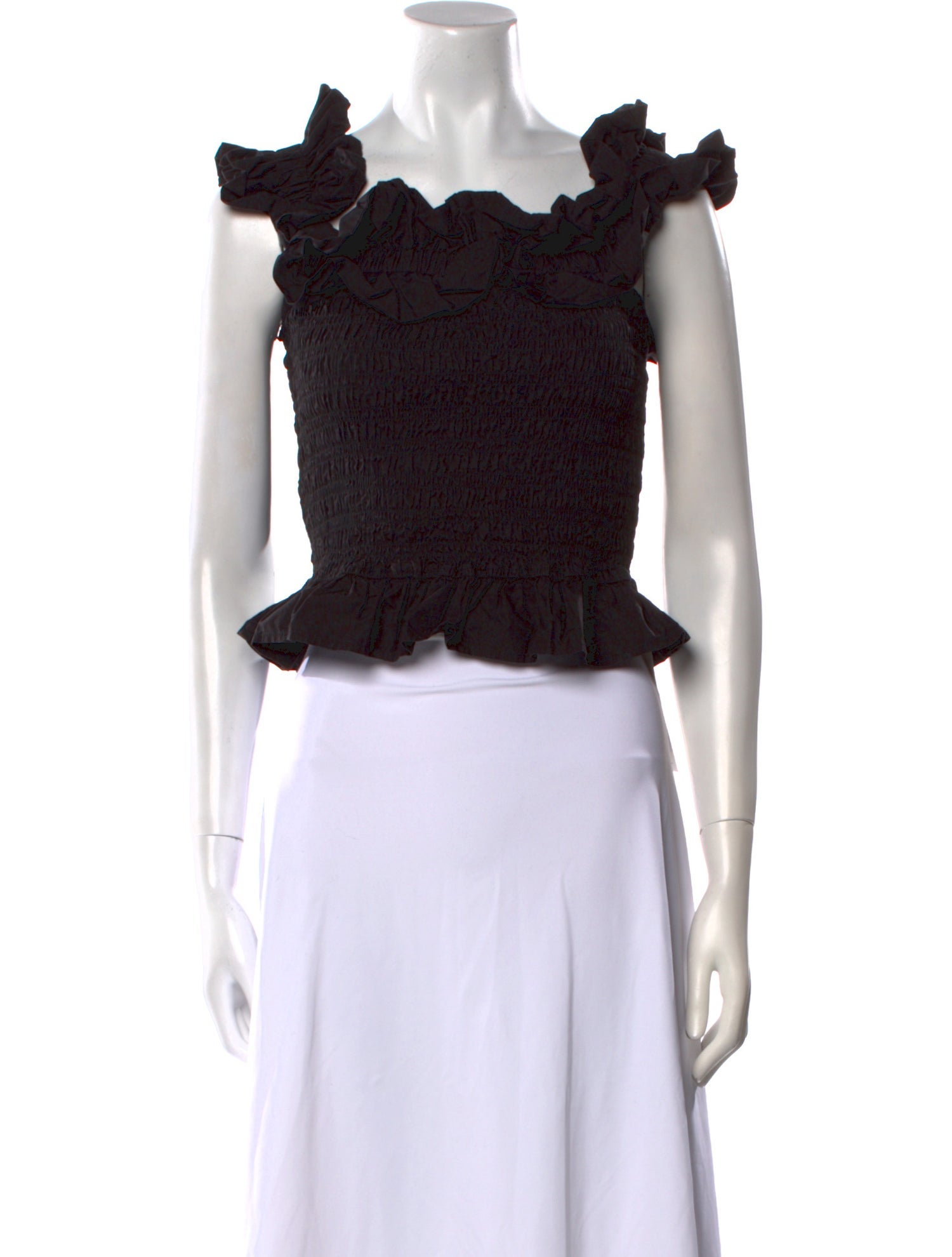 Ganni Square Neckline Short Sleeve Crop Top