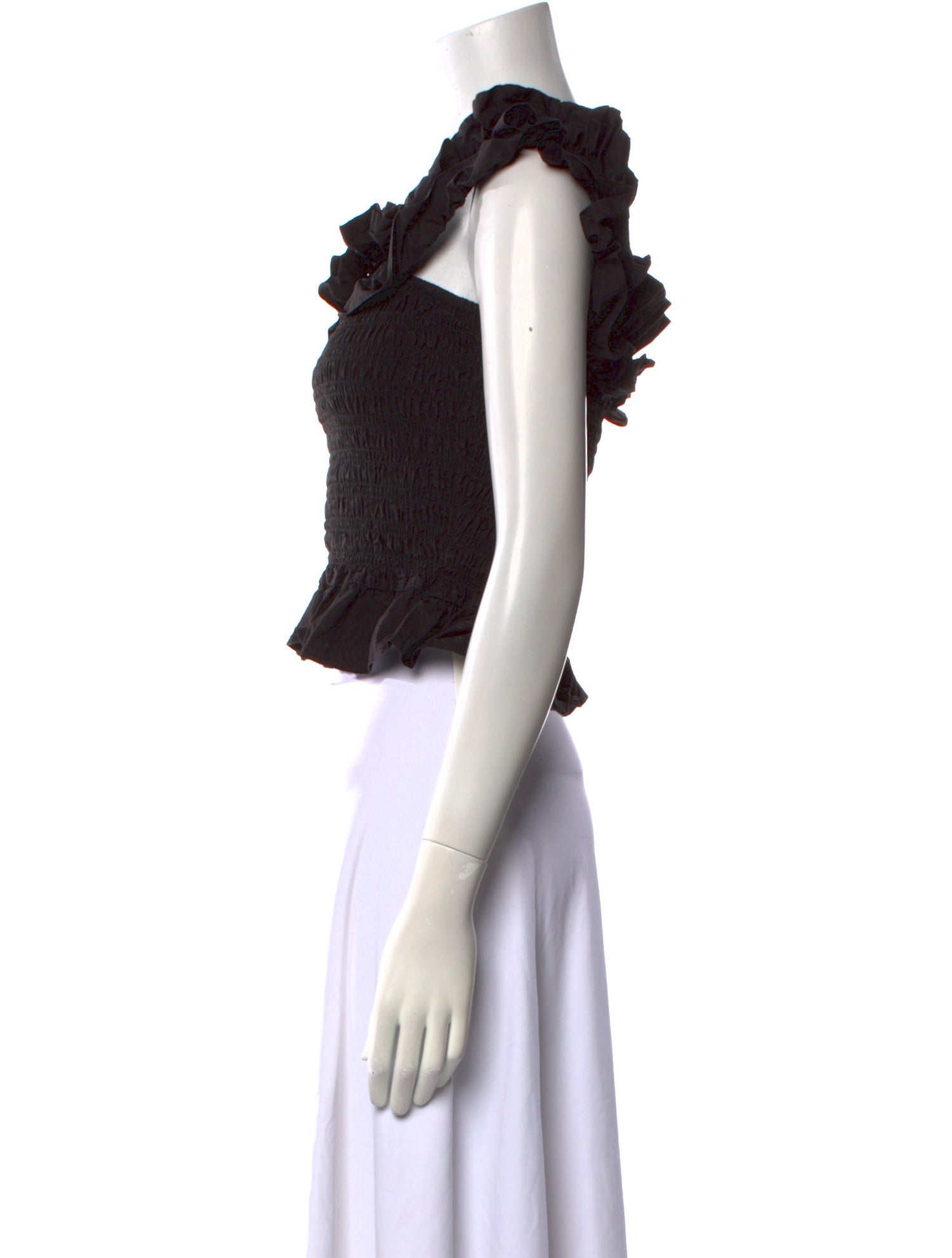 Ganni Square Neckline Short Sleeve Crop Top