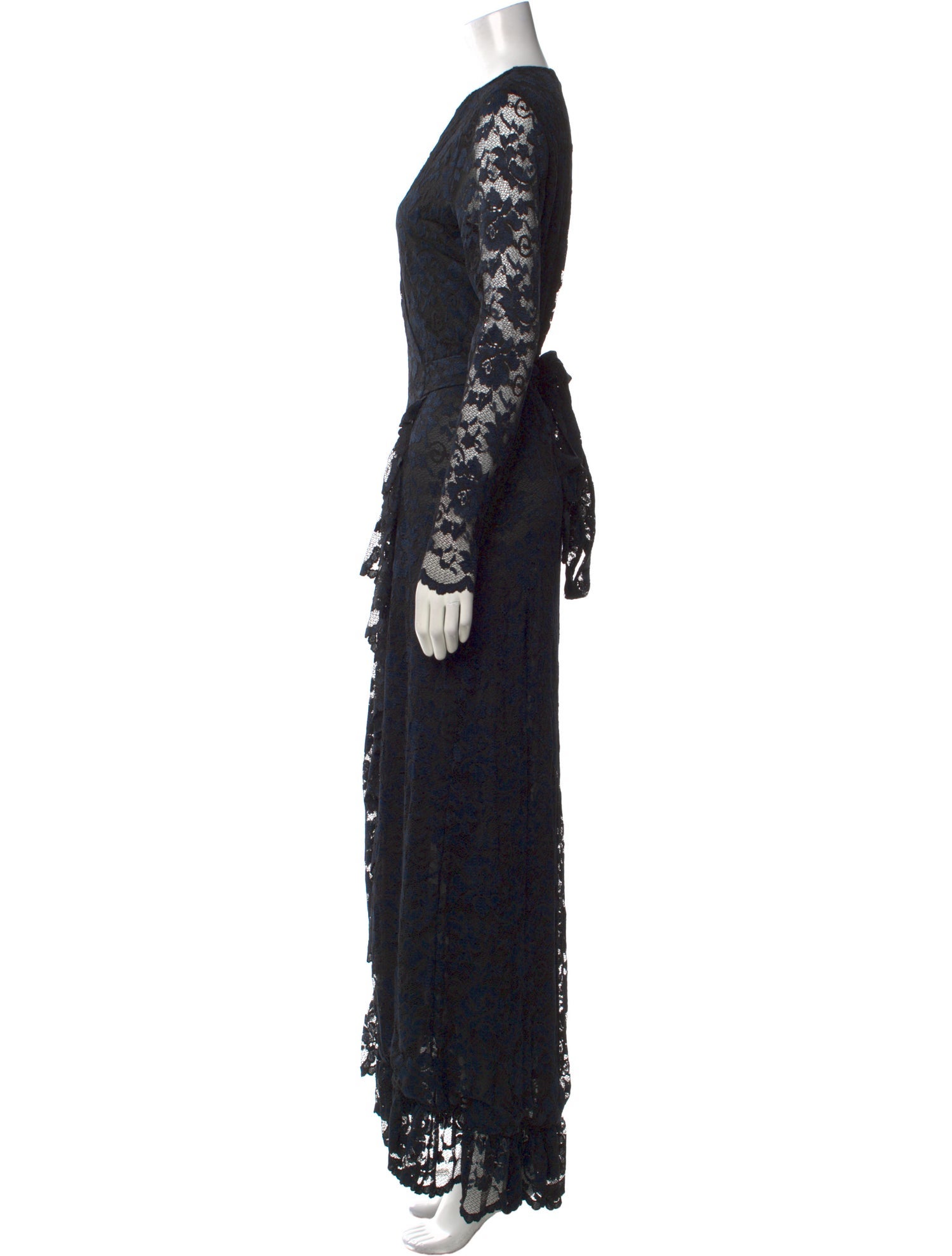 Ganni Lace Pattern Long Dress