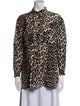Ganni Linen Animal Print Button-Up Top
