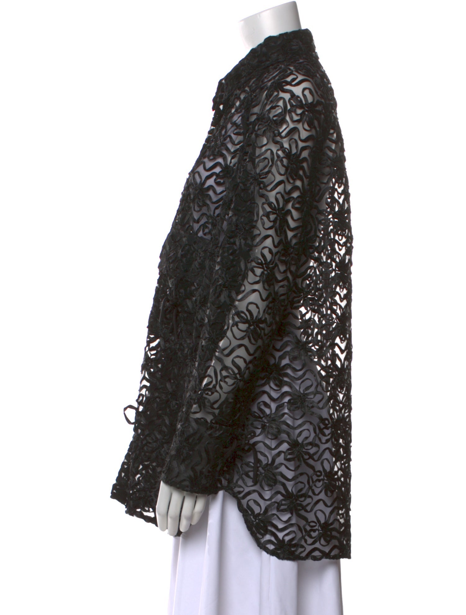 Ganni Lace Pattern Long Sleeve Button-Up Top