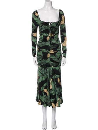 Ganni Floral Print Midi Length Dress