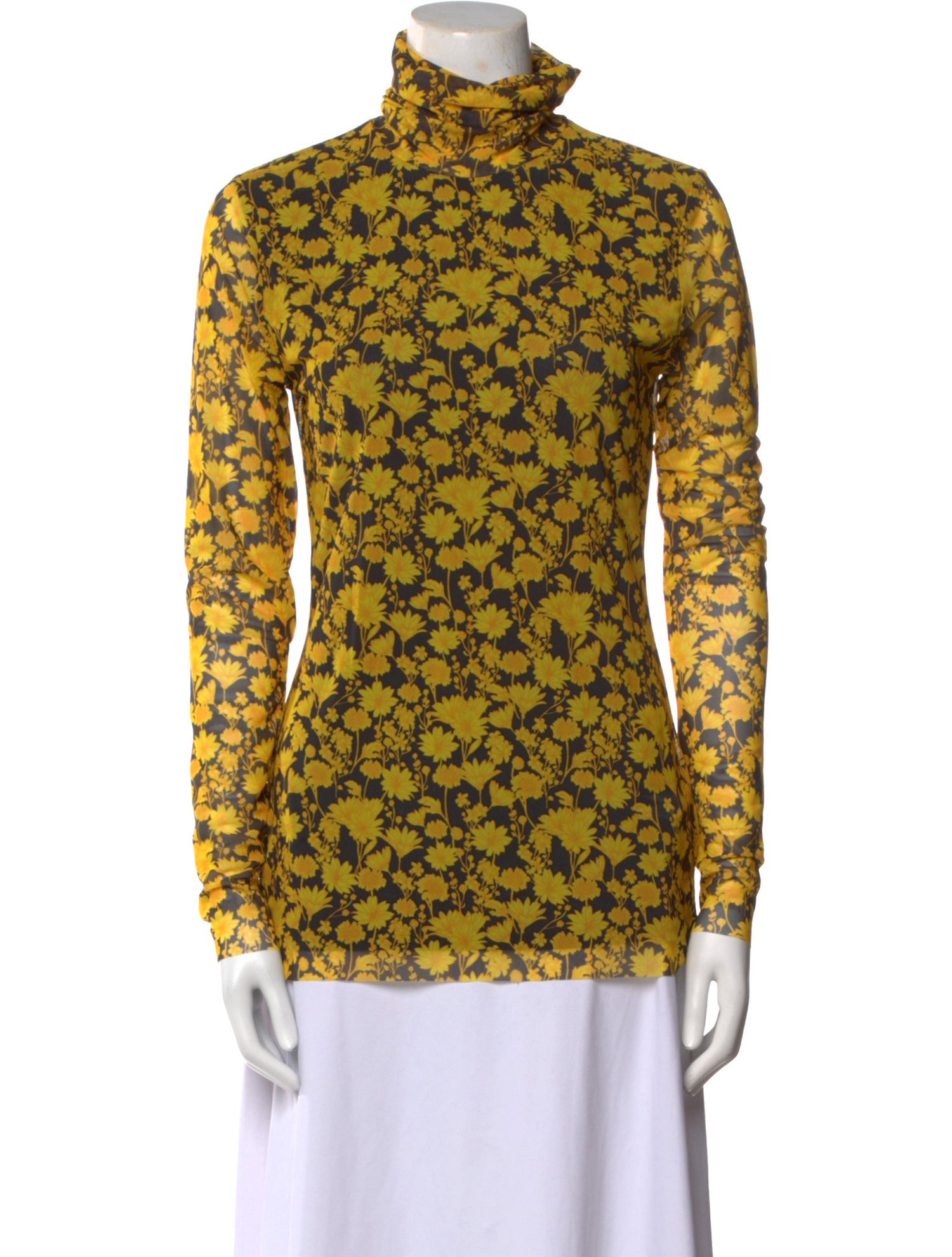 Ganni Floral Print Turtleneck Blouse