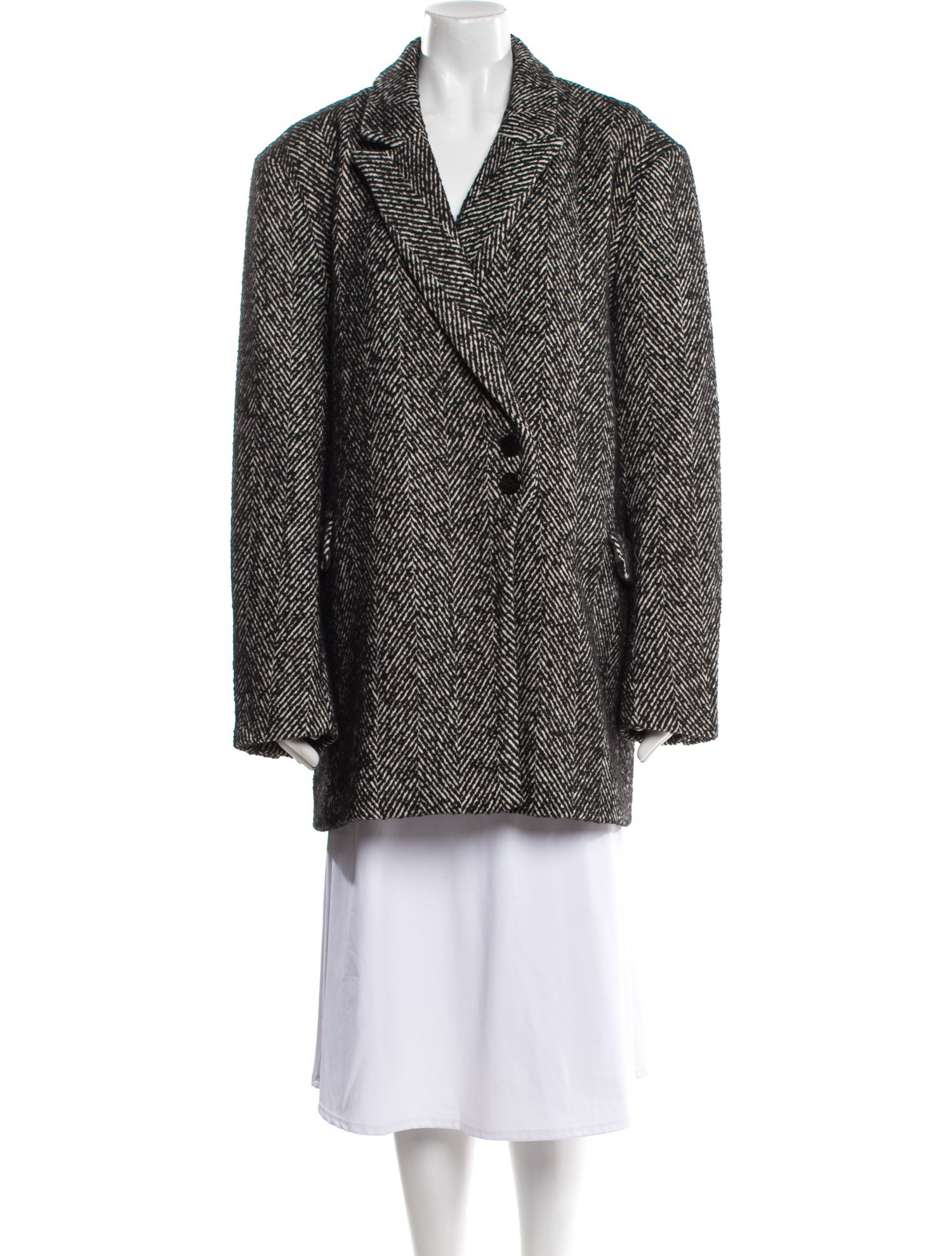 Ganni Tweed Pattern Peacoat