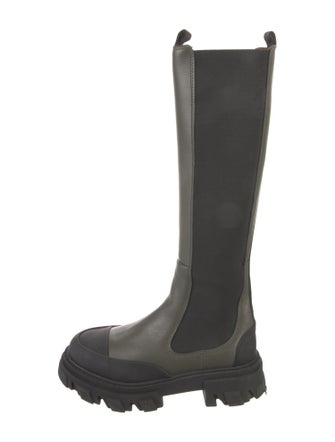 Ganni Leather Colorblock Pattern Boots