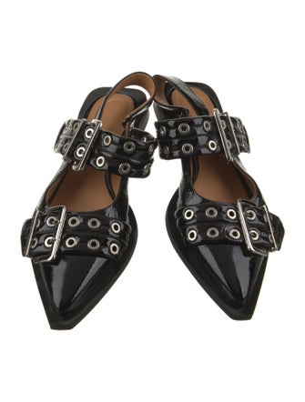 Ganni Patent Leather Slingback Flats