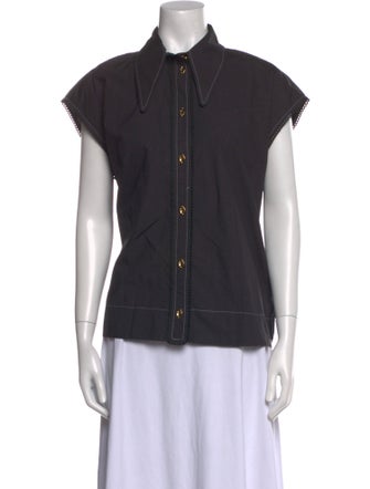 Ganni Short Sleeve Button-Up Top