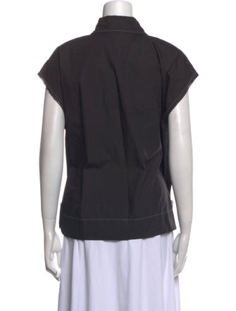 Ganni Short Sleeve Button-Up Top