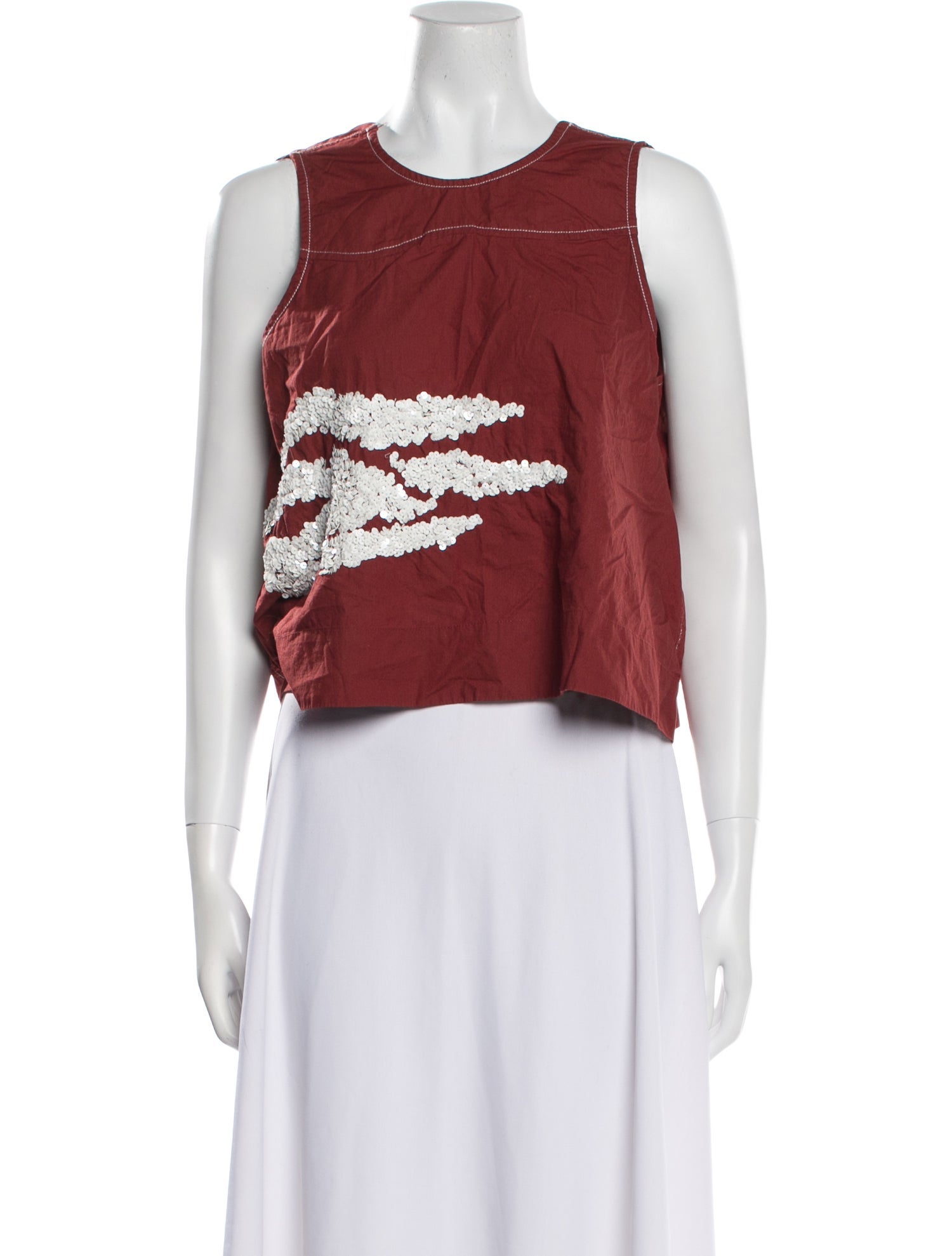 Ganni Scoop Neck Sleeveless Crop Top