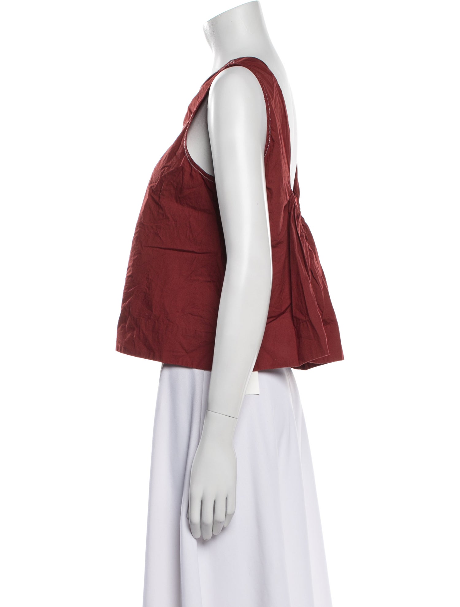 Ganni Scoop Neck Sleeveless Crop Top