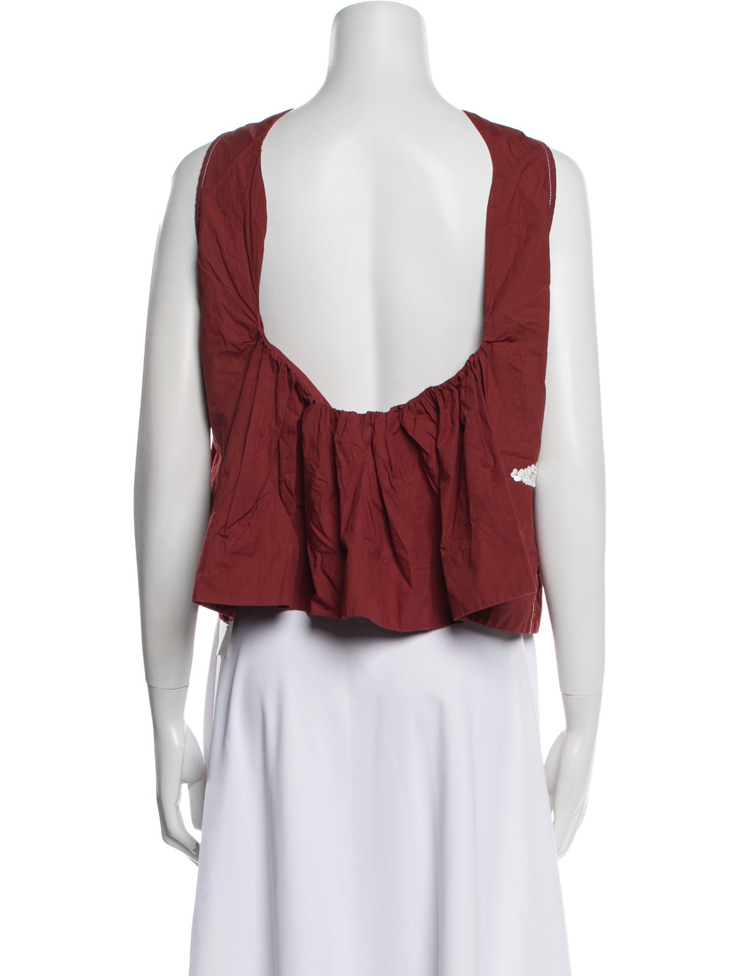 Ganni Scoop Neck Sleeveless Crop Top