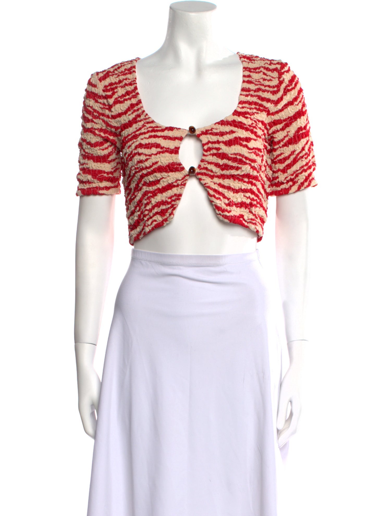 Ganni Animal Print V-Neck Crop Top