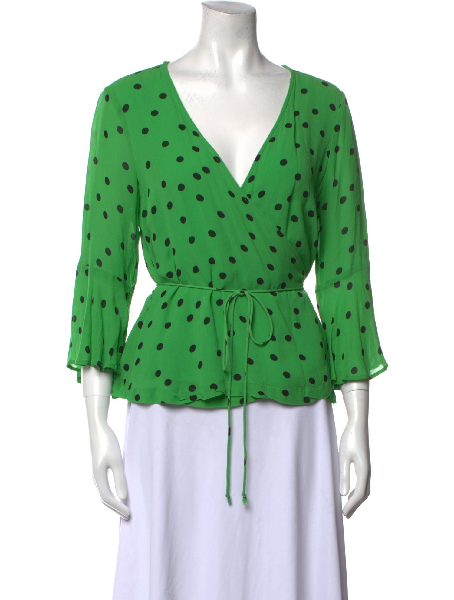 Ganni Polka Dot Print V-Neck Top