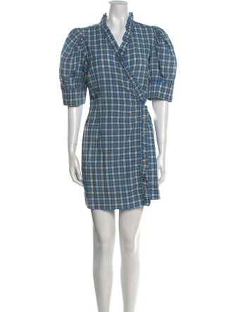 Ganni Plaid Print Mini Dress