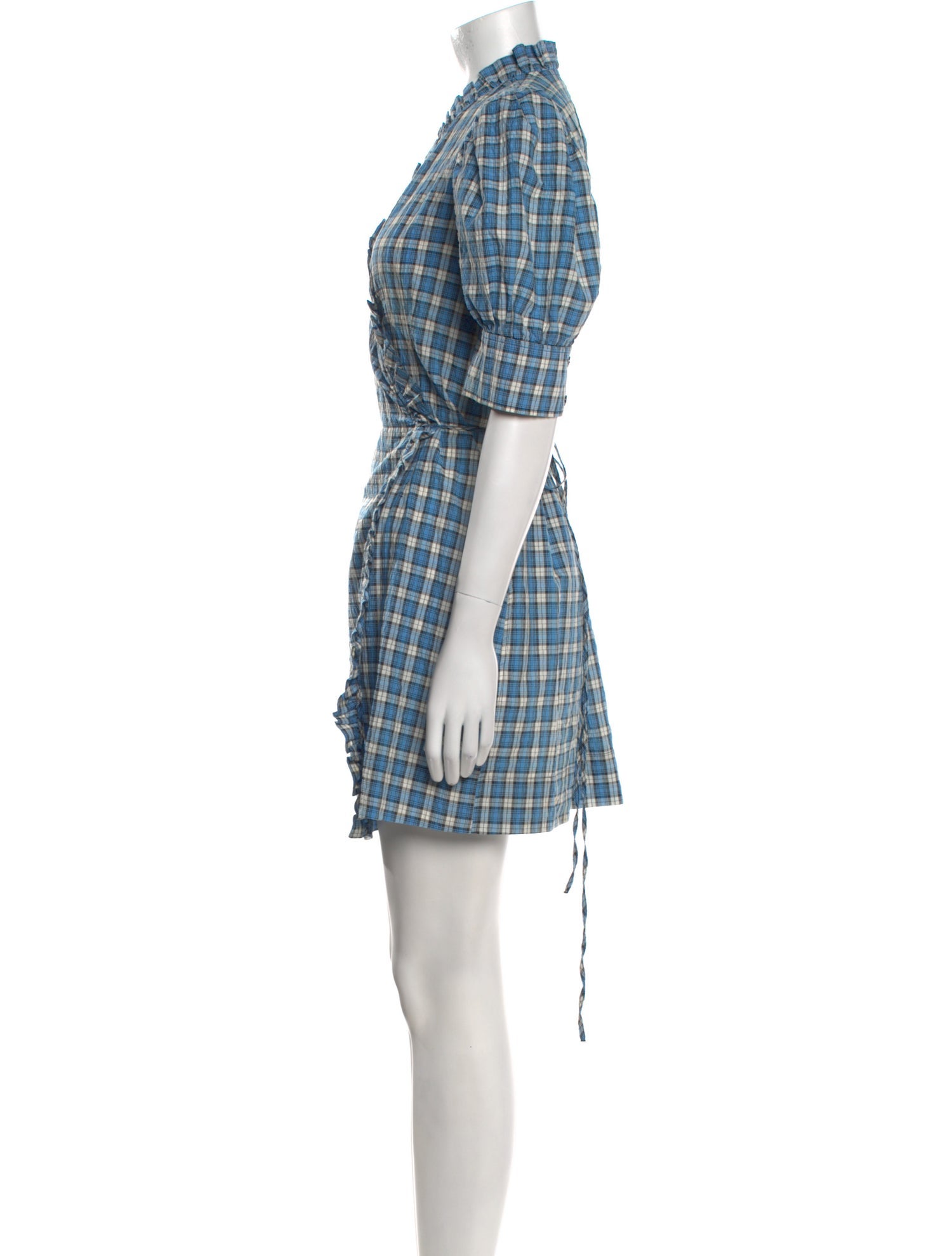 Ganni Plaid Print Mini Dress