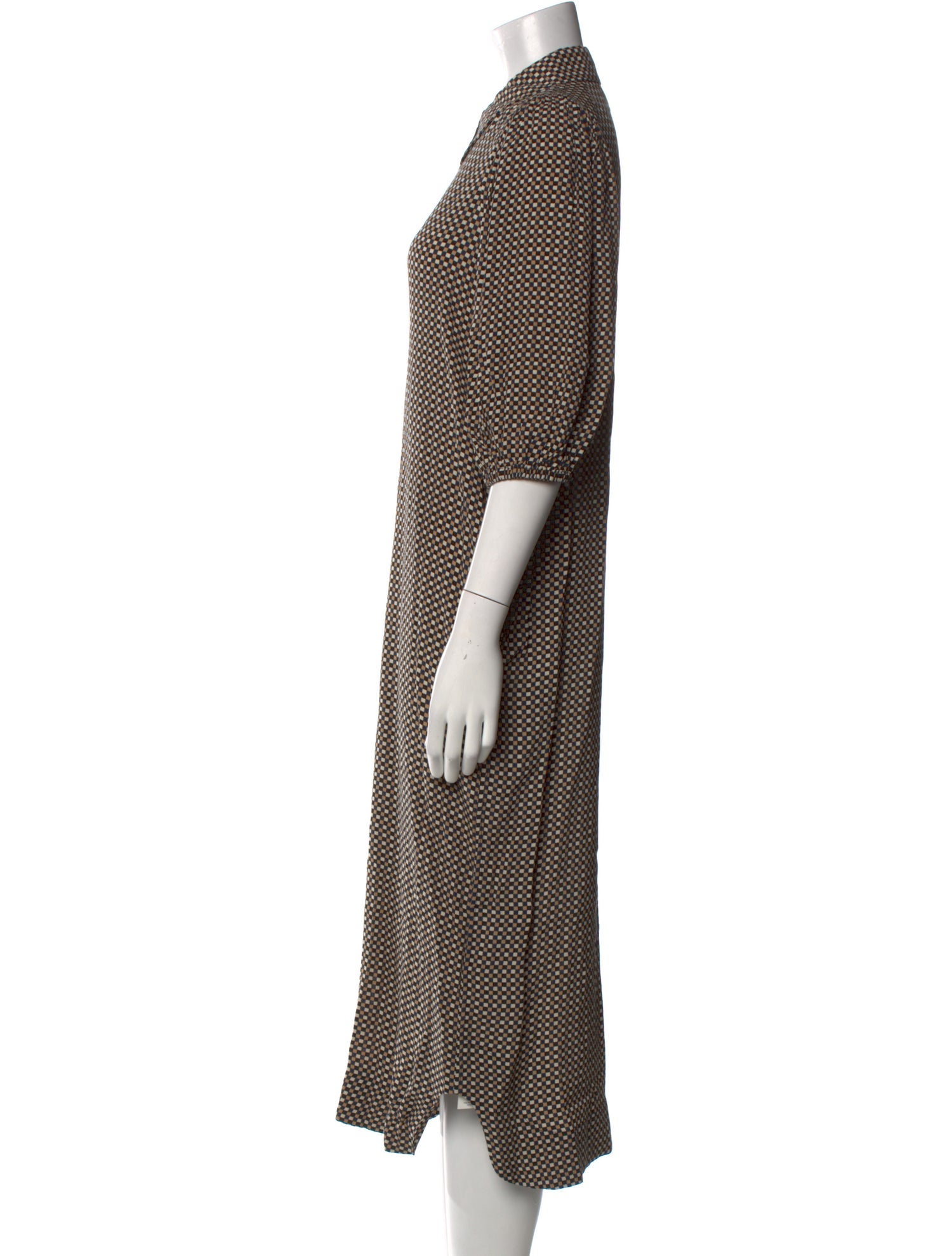 Ganni Plaid Print Long Dress