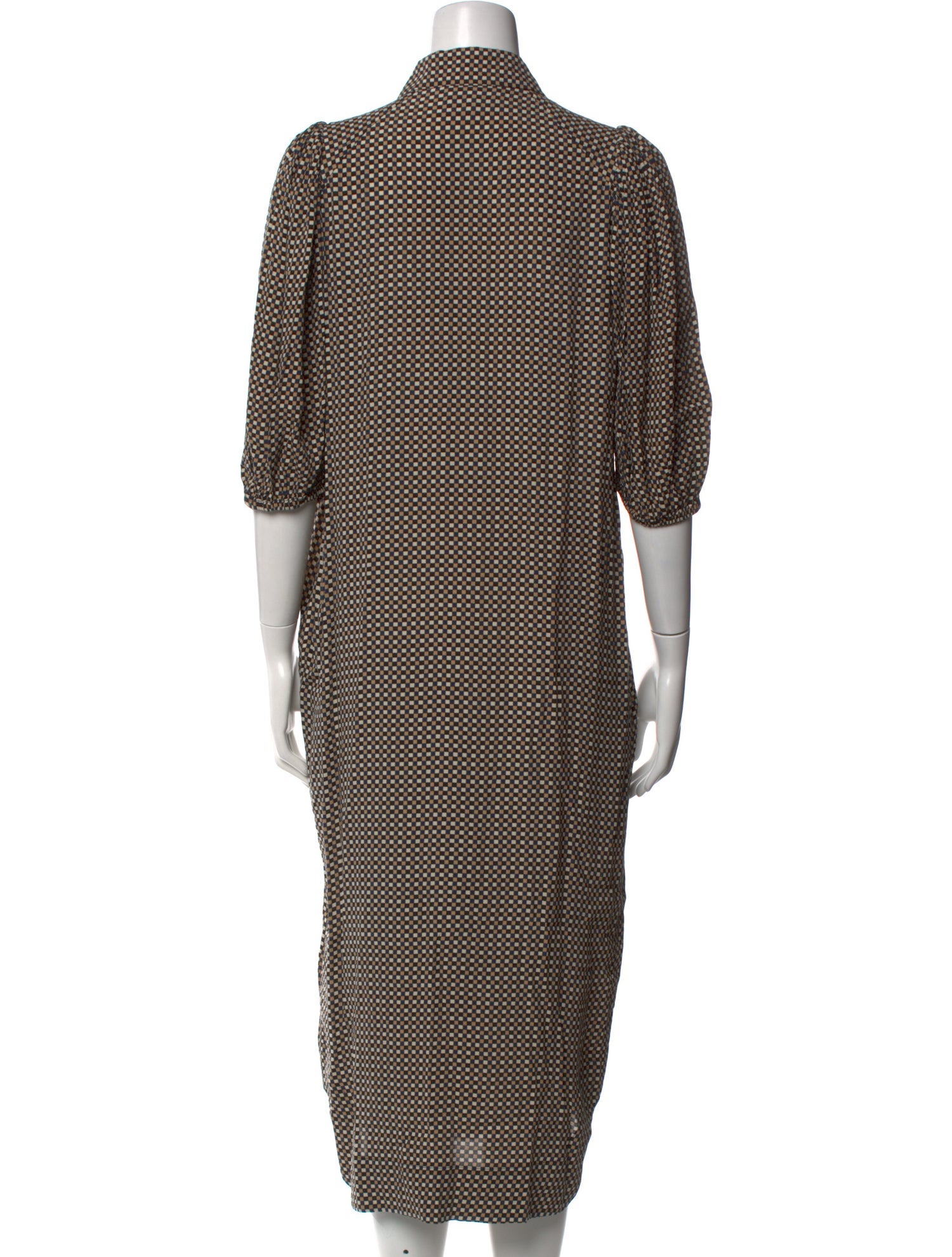 Ganni Plaid Print Long Dress