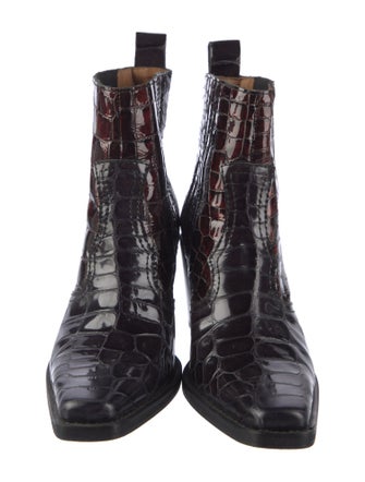 Ganni Patent Leather Printed Western Boots