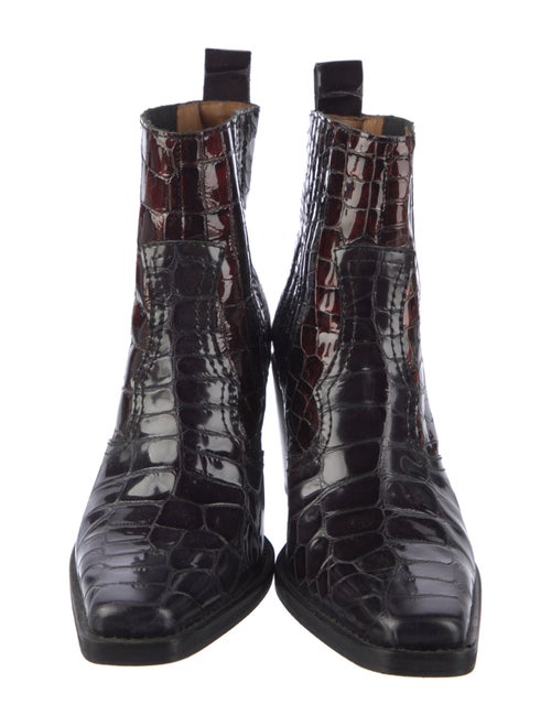Ganni Patent Leather Printed Western Boots