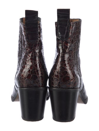 Ganni Patent Leather Printed Western Boots