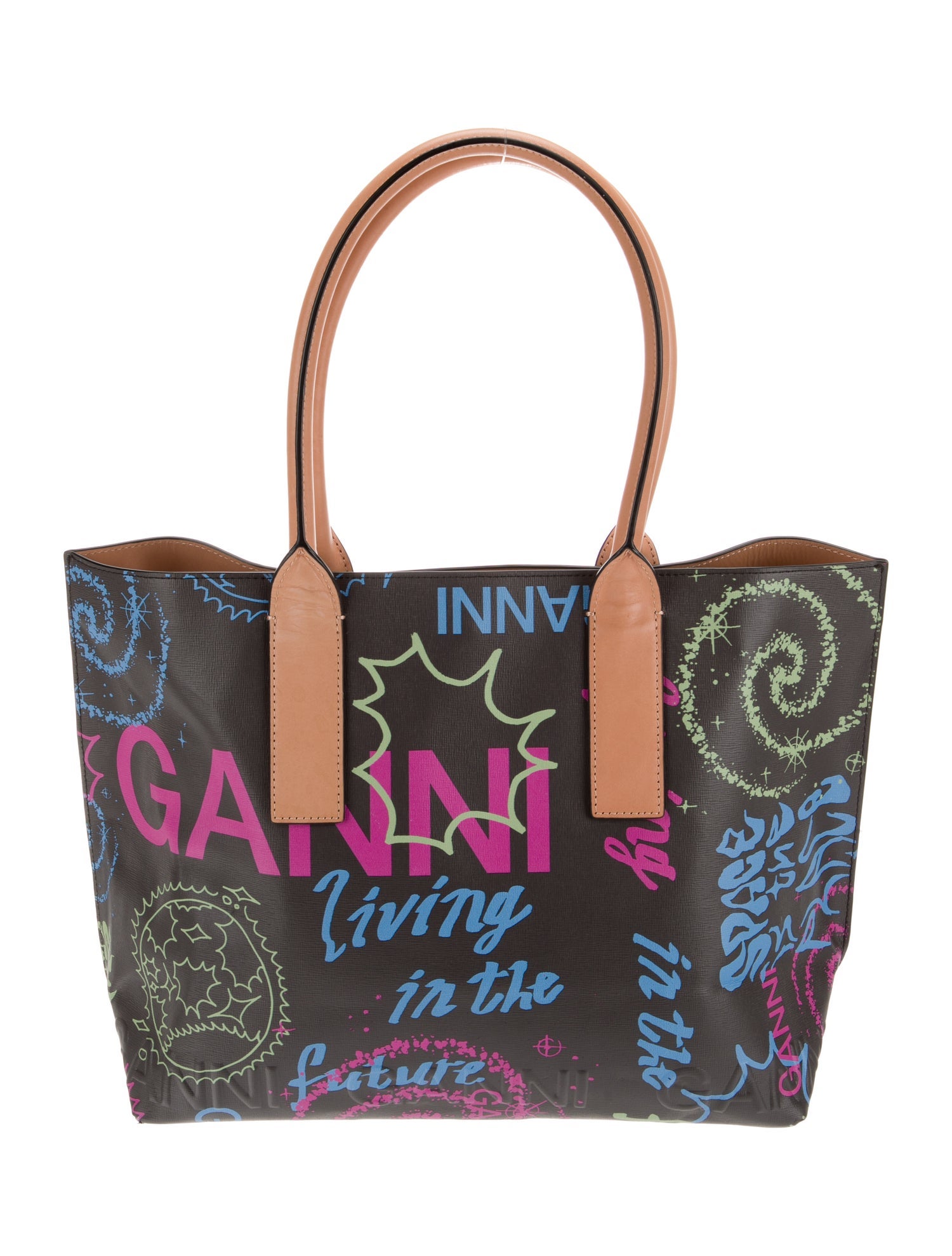 Ganni Saffiano Leather Tote