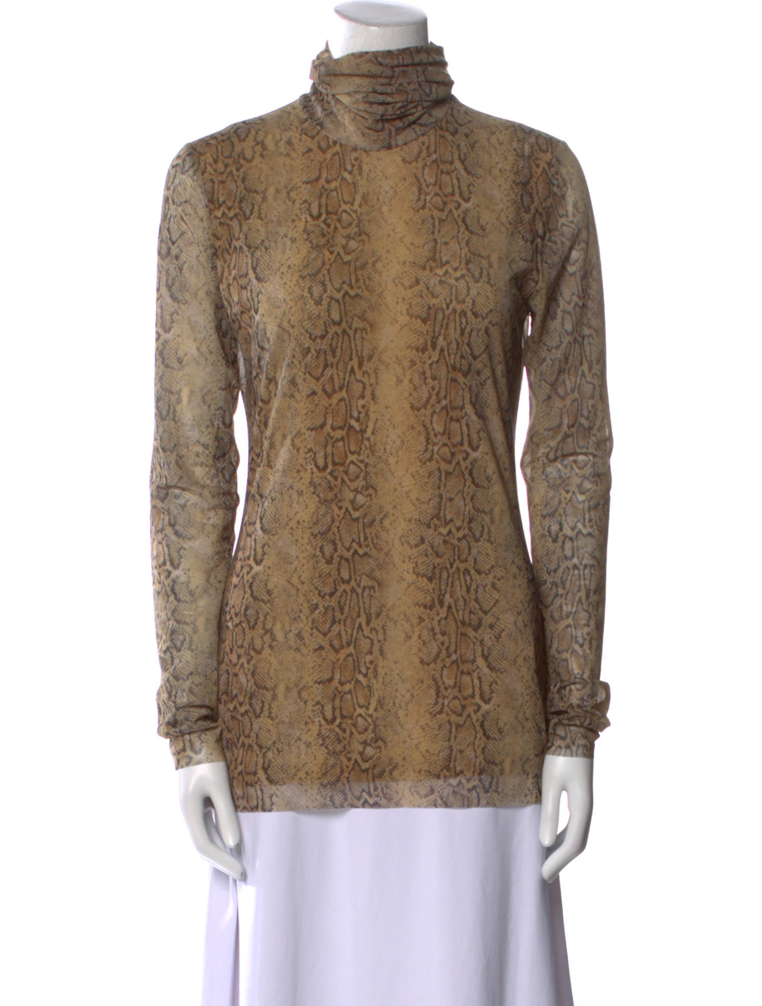 Ganni Animal Print Turtleneck Blouse