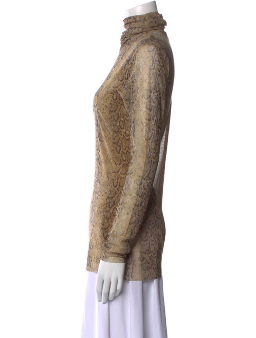 Ganni Animal Print Turtleneck Blouse
