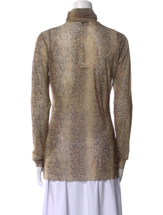 Ganni Animal Print Turtleneck Blouse