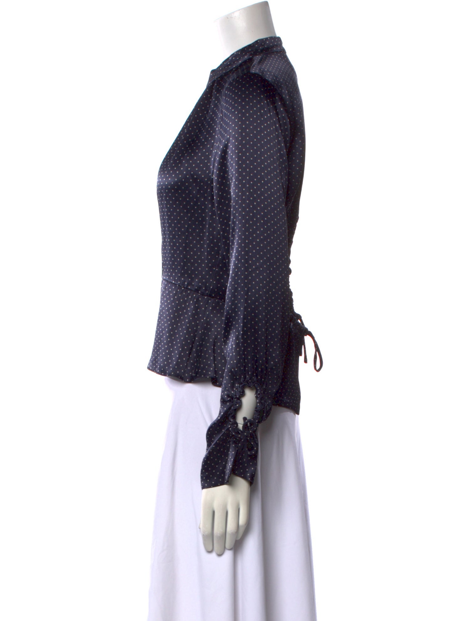 Ganni Polka Dot Print Mock Neck Blouse
