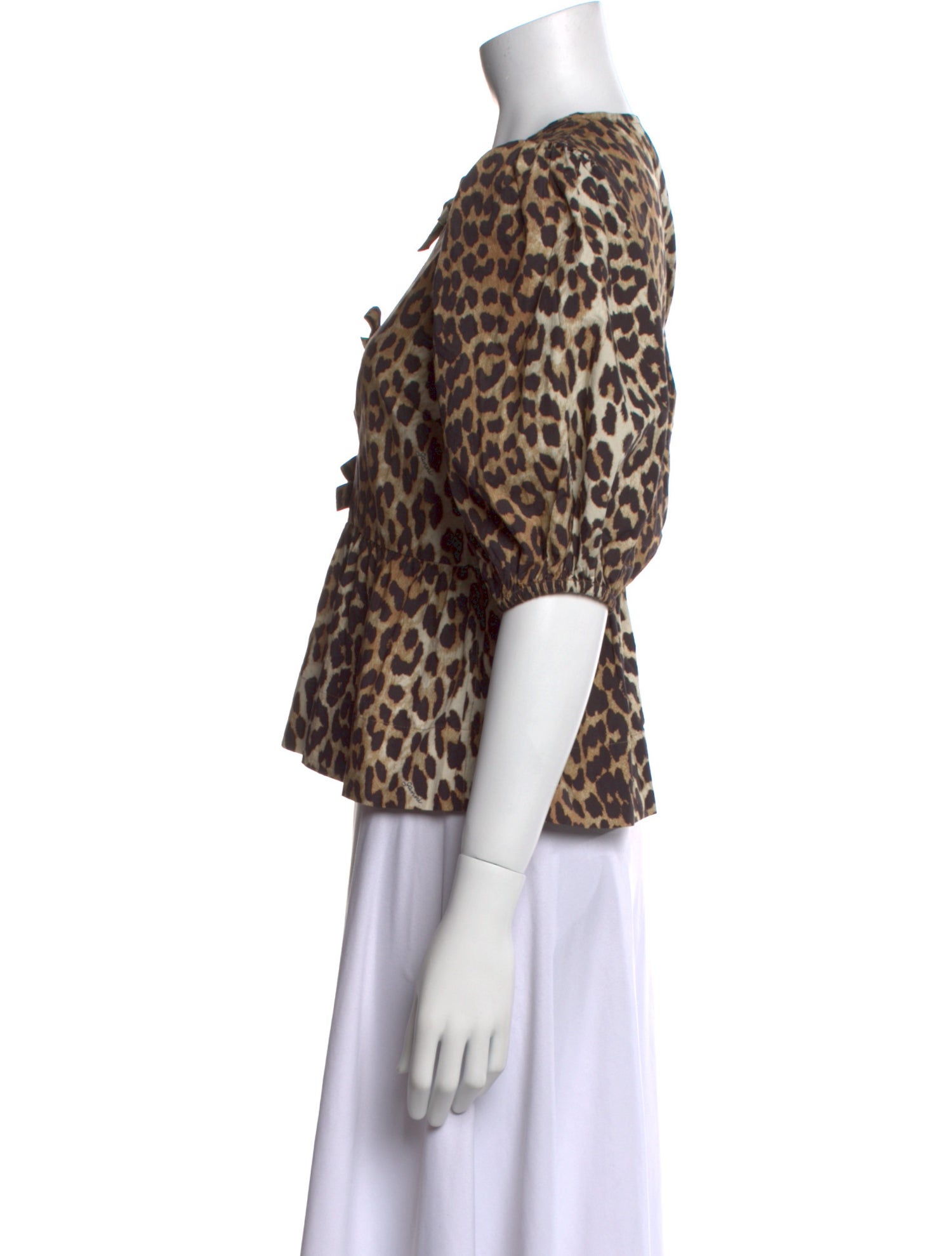 Ganni Animal Print Crew Neck Crop Top