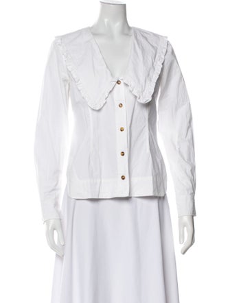 Ganni Long Sleeve Button-Up Top
