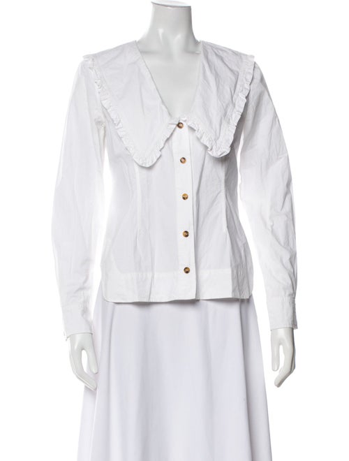 Ganni Long Sleeve Button-Up Top